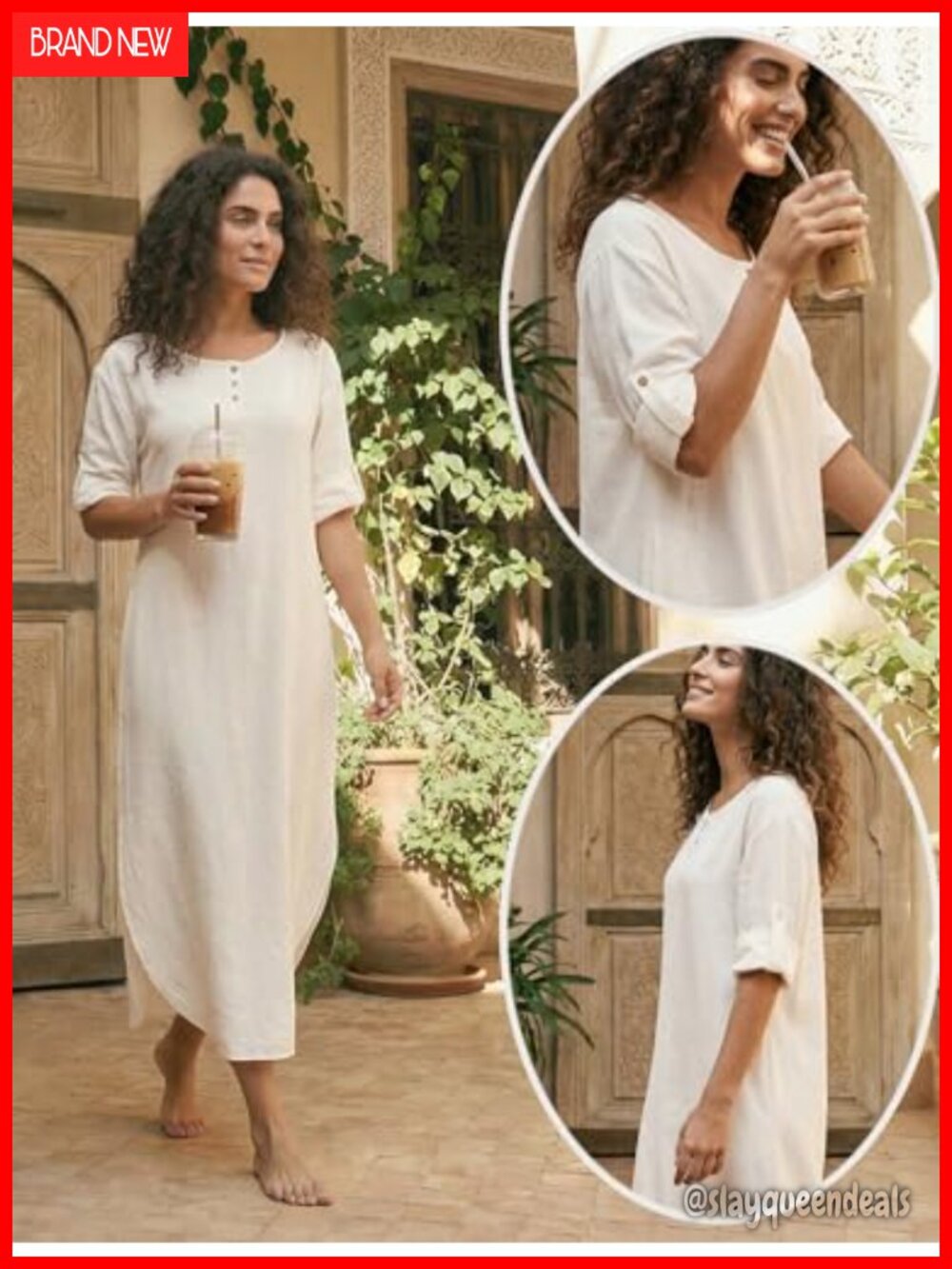 Celmia Women's 100% Cotton Maxi Dress with Pockets Casual Boho - Picture 2 of 6